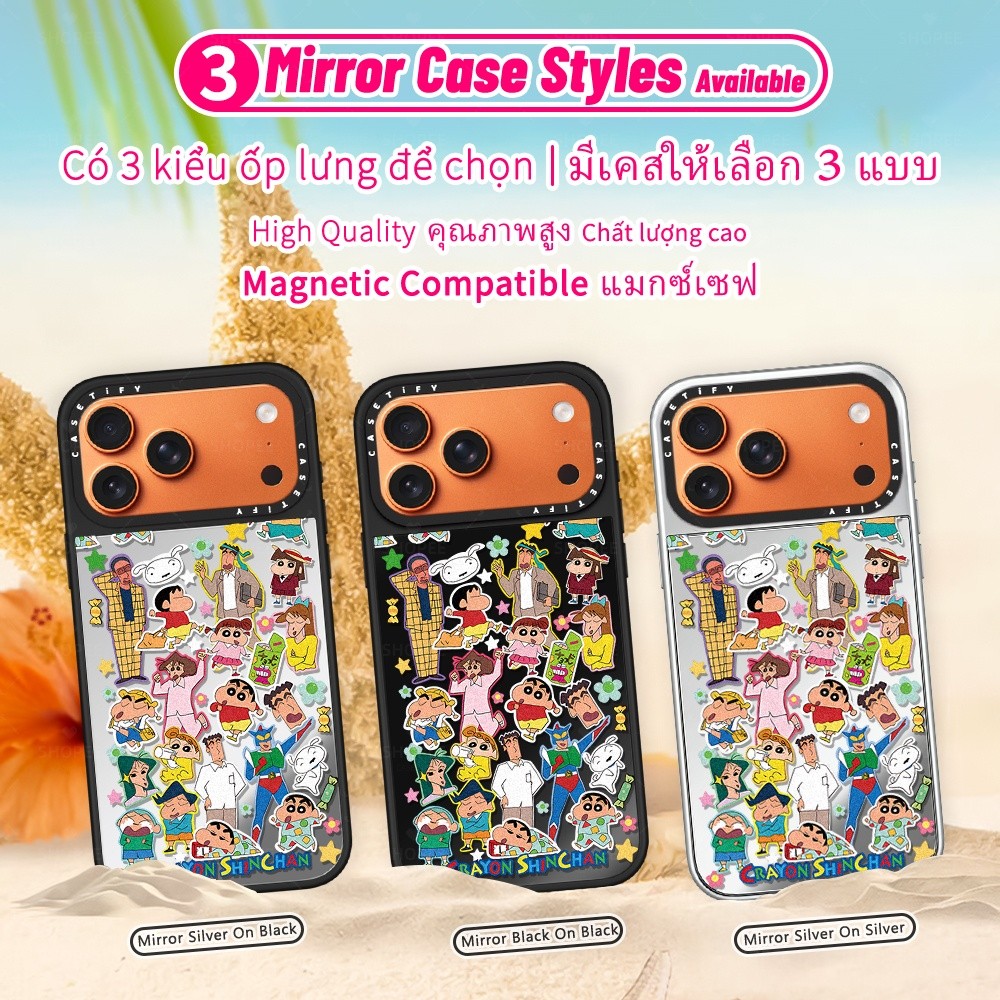 CASETIFY Crayon Shinchan Action Kamen Vs Leotard Devilสติกเกอร์กระจกกันกระแทกแม่เหล็กเคสโทรศัพท์สําห