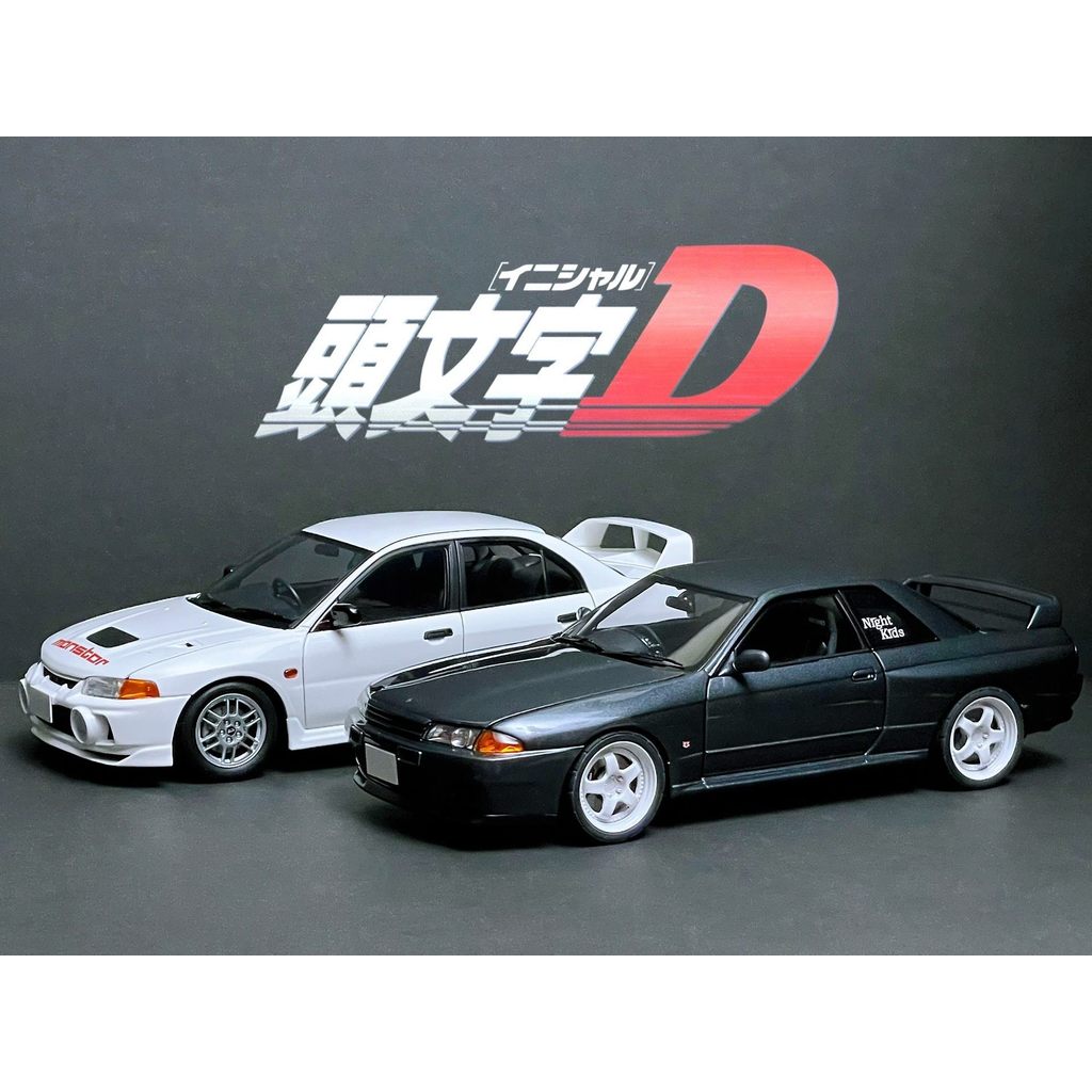 MITSUBISHI 1/18头文แรงดันD R32 VS EVO4 Nissan Skyline GT-R V-spec II (R32) 中里 Lancer Evolution IV 岩城清