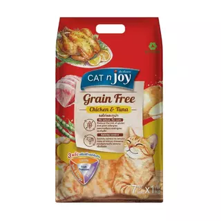 CAT n joy Grain Free แคทเอ็นจอย อาหารเม็ดแมว สูตรเกรนฟรี สำหรับแมว ทุกสายพันธุ์ เม็ดแมว ขนาด 7 kg