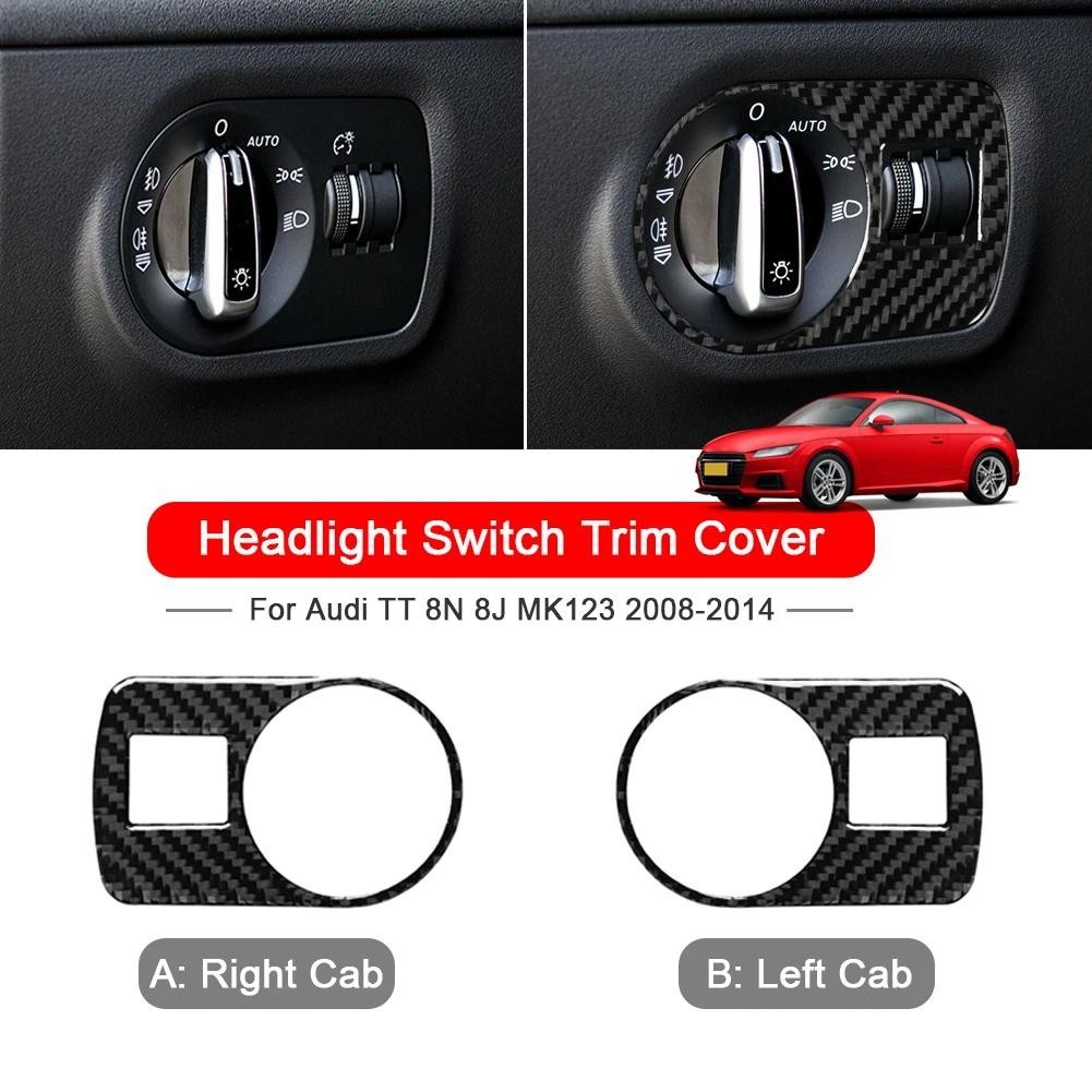 คาร์บอนไฟเบอร์ไฟหน้ารถปุ่มสวิทช์กรอบสติกเกอร์ภายในสําหรับ Audi TT MK1 8N 8j MK123 2008-2014 อุปกรณ์เ