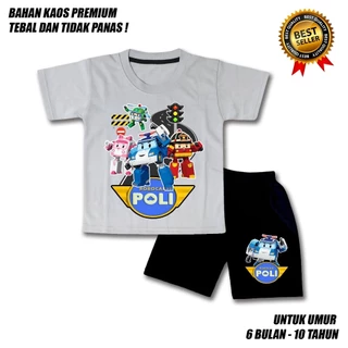【จัดส่งไทย】ชุดเซ็ต 2ชิ้น BOBROBOCAR POLI BOYS AND GIRLS SUITS BLACK PANTS PREMIUM MATERIAL / BOYS SUITS AGED 0-10 ปี / B
