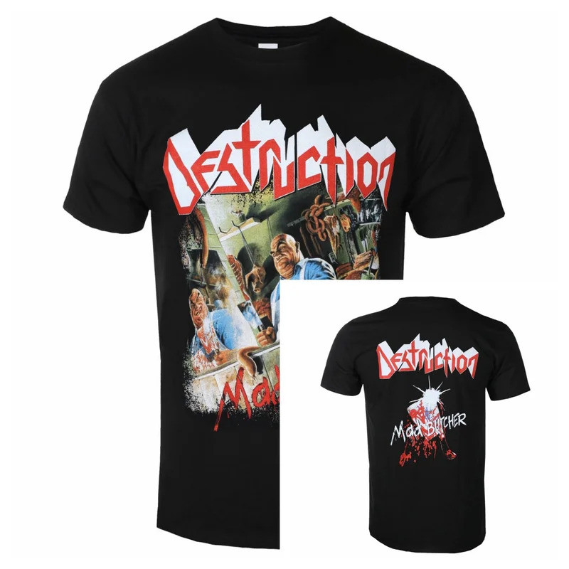 เสื้อยืดผู้ชาย DESTRUCTION - MAD BUTCHER - PLASTIC HEAD Rock Off 2026 ผ้าฝ้ายแท้ สไตล์หรูหราสำหรับทุ