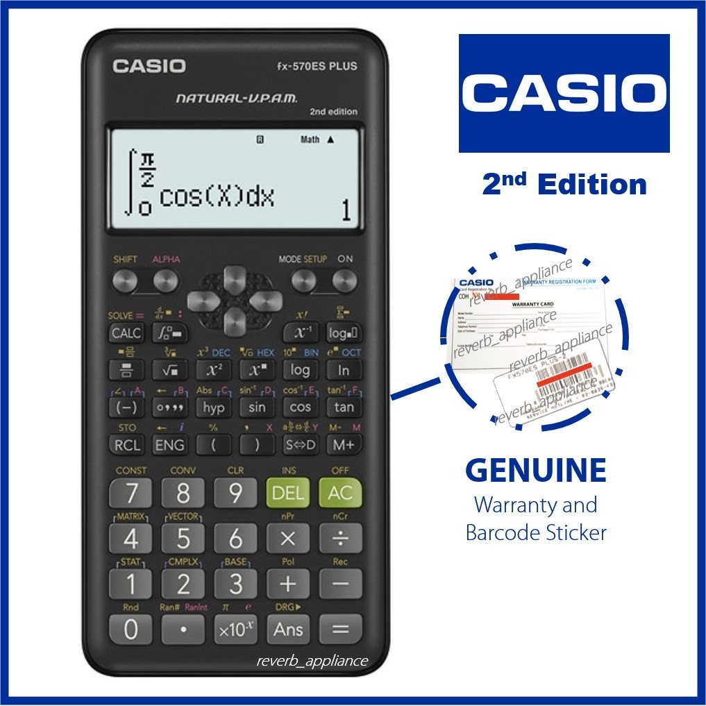 เครื่องคิดเลขวิทยาศาสตร์ Casio fx-570ES Plus 2nd Edition fx-991ES PLUS แบตเตอรี่และพลังงานแสงอาทิตย์