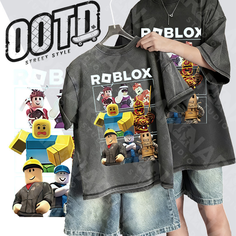 🔥พร้อมส่ง&COD🔥RINA STUDIO🔥 เสื้อยืดคอกลมแขนสั้น ผ้าฝ้ายล้างน้ำ สีรุ่น ROBLOX A131#3