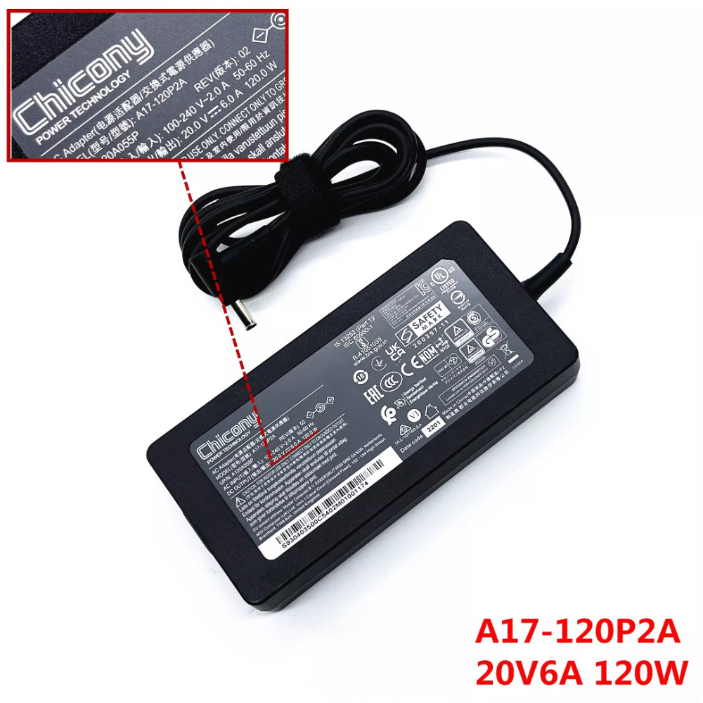 Original Chicony 120W 6A แหล่งจ่ายไฟสําหรับ MSI Thin A15 B7UCX B7VE B7VF