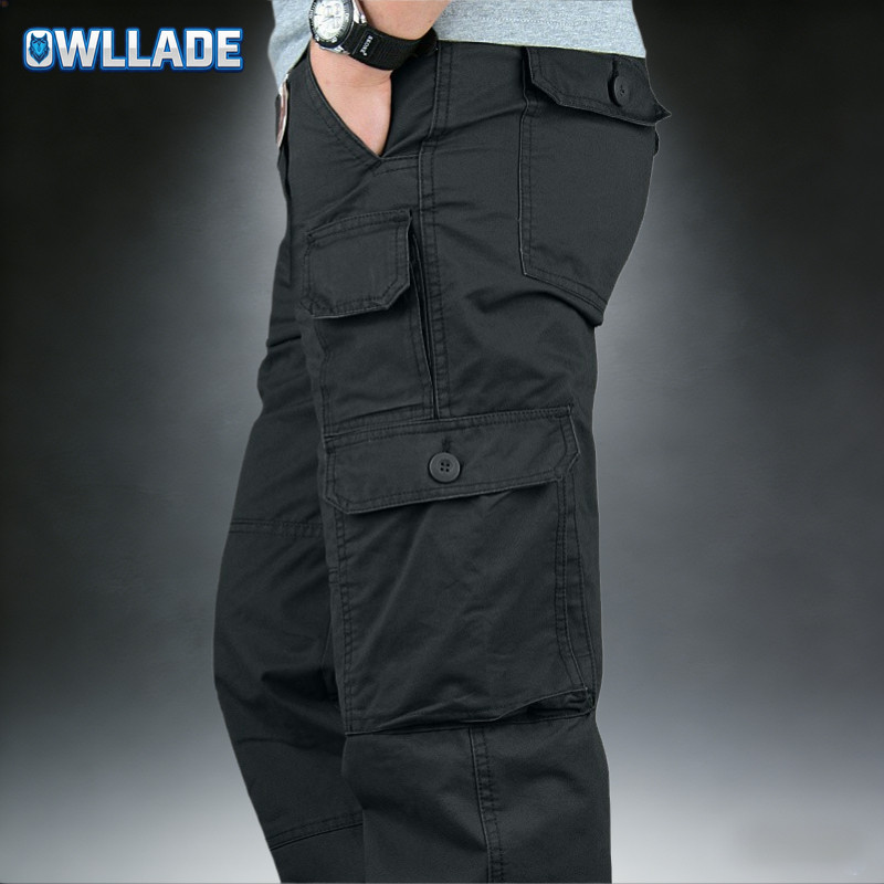 กางเกงคาร์โก้ยุทธวิธีสำหรับผู้ชาย สีดำ
