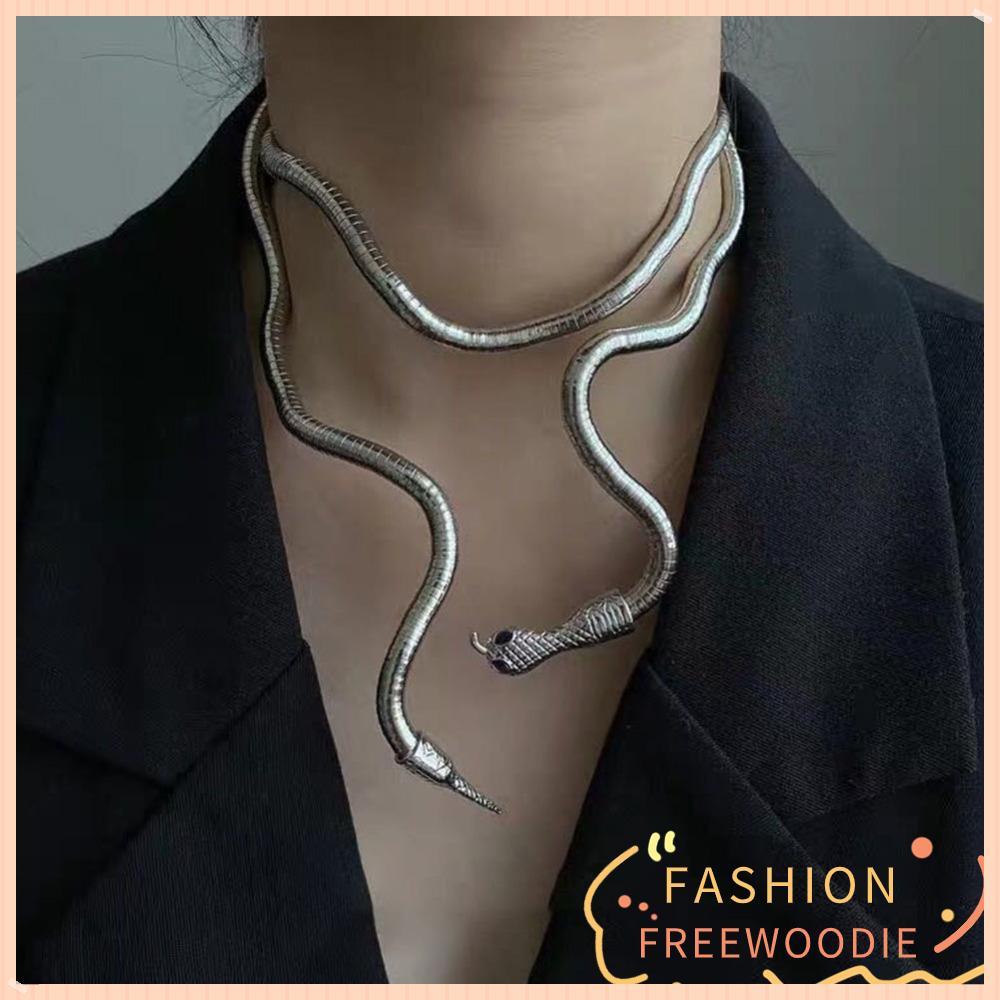FREEWOODIE สร้อยคองูเงิน ขนาด 90CM สไตล์พังก์