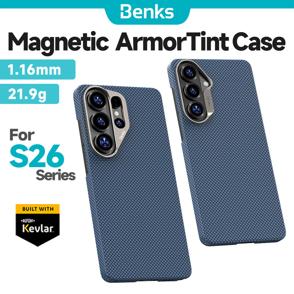 [Benks Official] Benks Magnetic ArmorTint Case Built with 1000D Kevlar Aramid Fiber for Samsung S26U S26+ S26 Ultra Thin Phone สีสัน Minimalist Casing