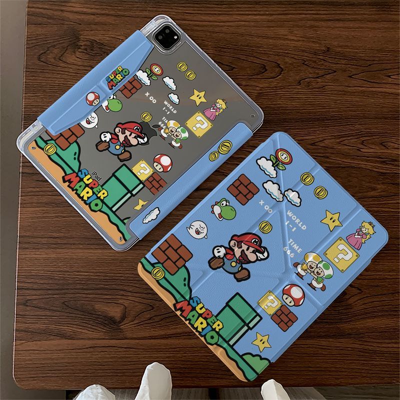 สินค้าแอนิเมชั่นญี่ปุ่น [จัดส่งภายใน 48 ชั่วโมง] เคสแท็บเล็ต Mario Apple ipad11 น่ารัก air7/6 เคสป้อ