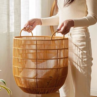 ตะกร้าสำหรับใส่ผ้า(หวายPE) ใหม่ล่าสุด กันน้ำ ขนาด 4 แบบ สำหร…