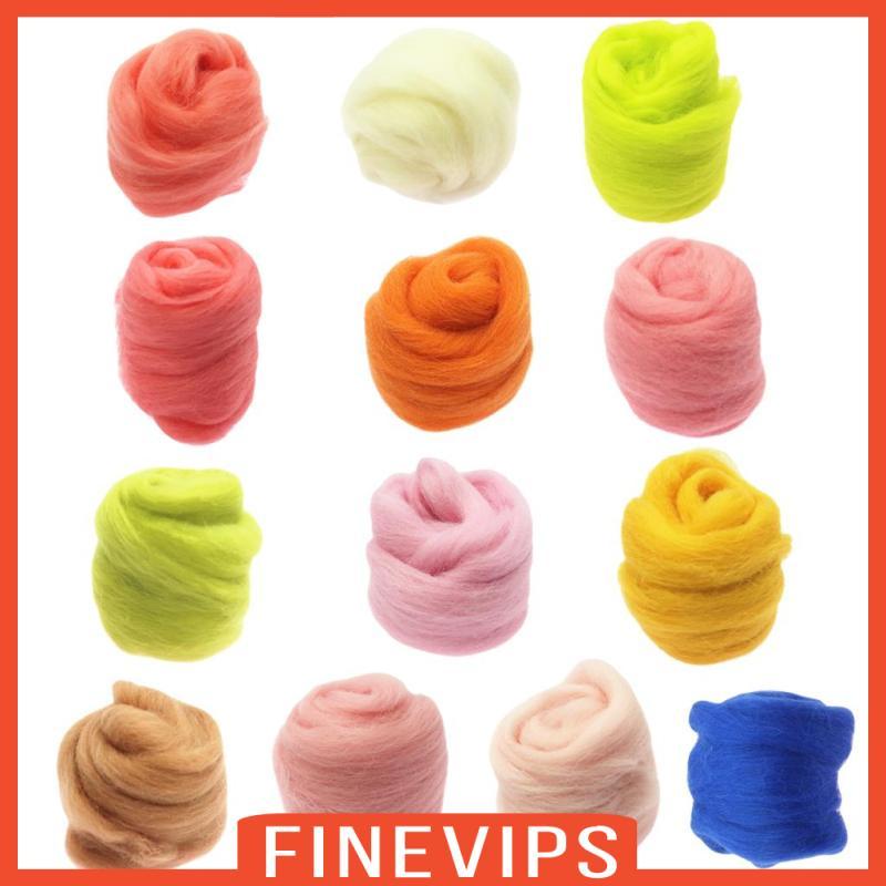 [Finevips] Needle Felting Wool Materials นุ่มและขนสัตว์ Fibre Yarn Roving สําหรับศิลปะเย็บปักถักร้อย