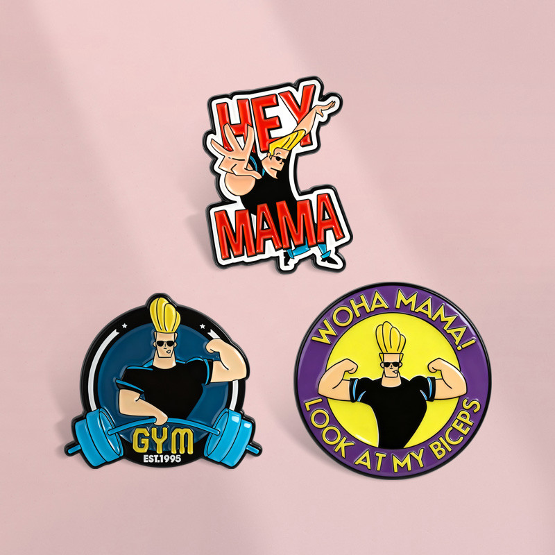 เข็มกลัดลายการ์ตูน Johnny Bravo แบบคลาสสิก สำหรับกระเป๋าเป้ อุปกรณ์เสริมเก๋ๆ ส่งให้เพื่อน
