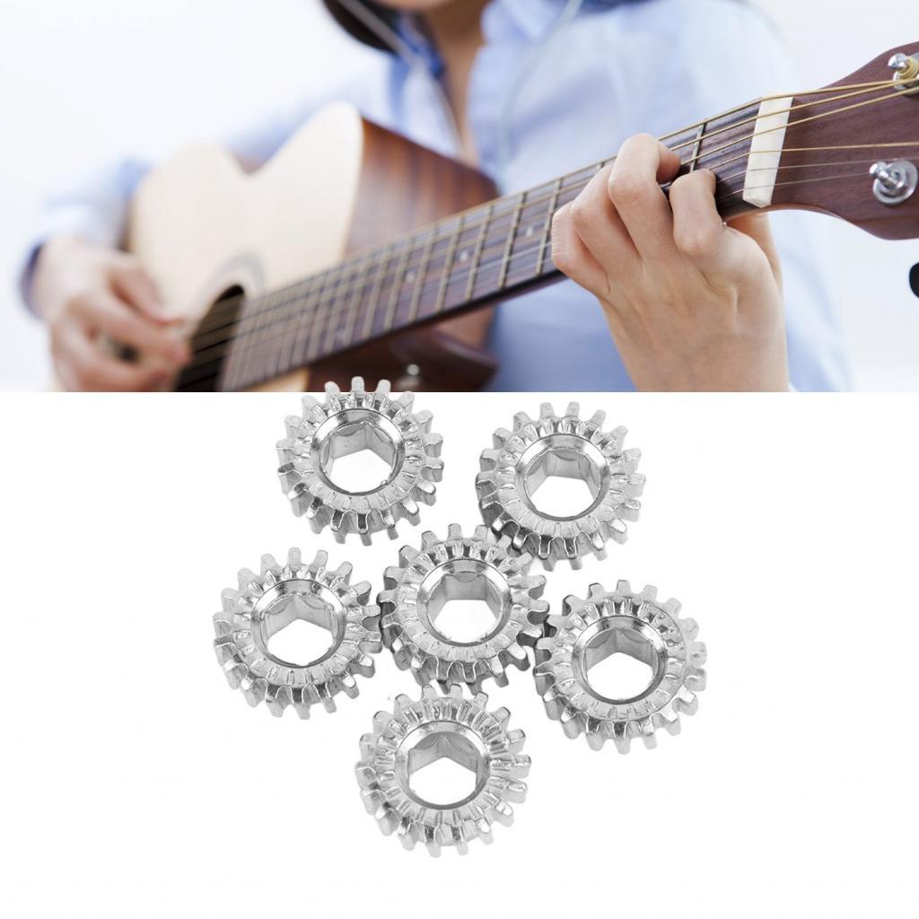 Guitar String Tuner Gear 6PCS Hex Hole Gears ความเข้ากันได้ที่ดีสําหรับกีตาร์ไฟฟ้าคลาสสิกพื้นบ้าน