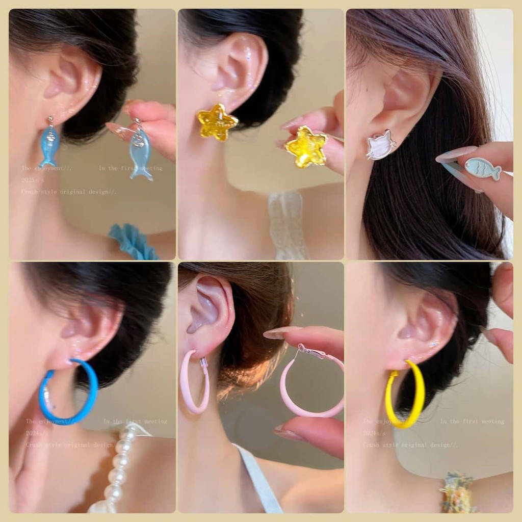 🍼Hot.Bikini✨สไตล์หวานๆ ต่างหู แฟชั่น earrings น่ารัก อเนกประสงค์ เรียบง่าย คุณภาพสูง มีหลายแบบให้เลือก ส่งไวจากไทย