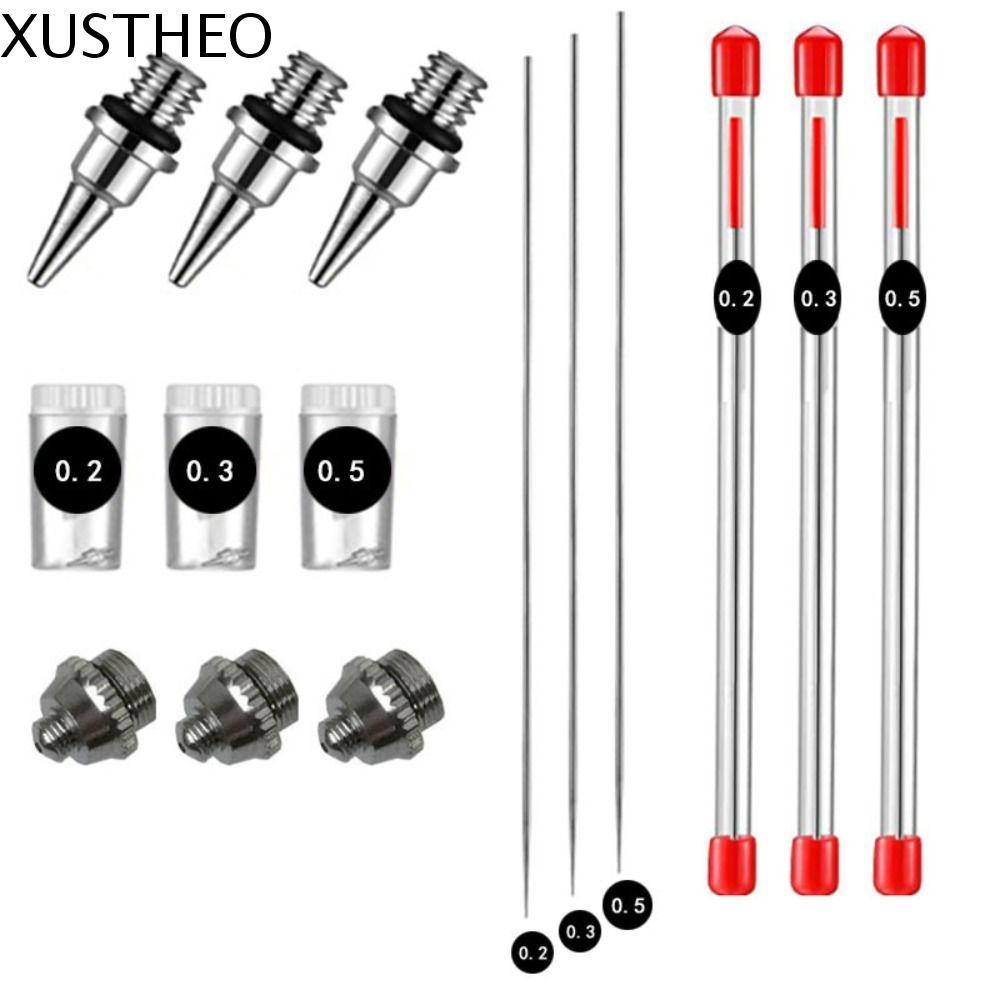 XUSTHEO Airbrush หัวฉีดอะไหล่ Sprayer อุปกรณ์เสริมสําหรับ Airbrush พ่นเครื่องมือสีหมวกสเปรย์ 0.2 มม./0.3 มม./0.5 มม.ฝาครอบ Airbrush