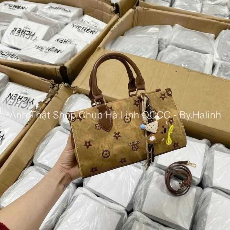 Yichen - กระเป๋าหูหิ้วผ้าฝ้ายทรงสี่เหลี่ยม Sk Charm