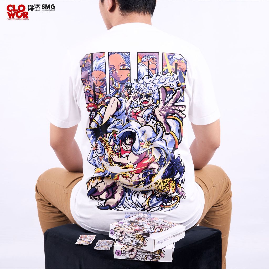 CLOWOR Battle of Egghead Arc Monkey D Luffy CP0 Serahim Sentomaru One Piece อะนิเมะเสื้อยืดชายเสื้อย