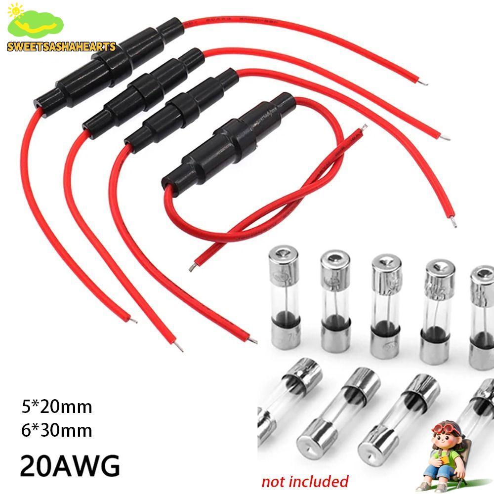 SWEE 1/10 ชิ้นฟิวส์ปลอก, 5*20 มม.6*30 มม.สกรูประเภท 5X20 มม.แก้วฟิวส์ผู้ถือ, 20AWG สายไฟ 250 โวลต์ฟิวส์กล่องหลอด