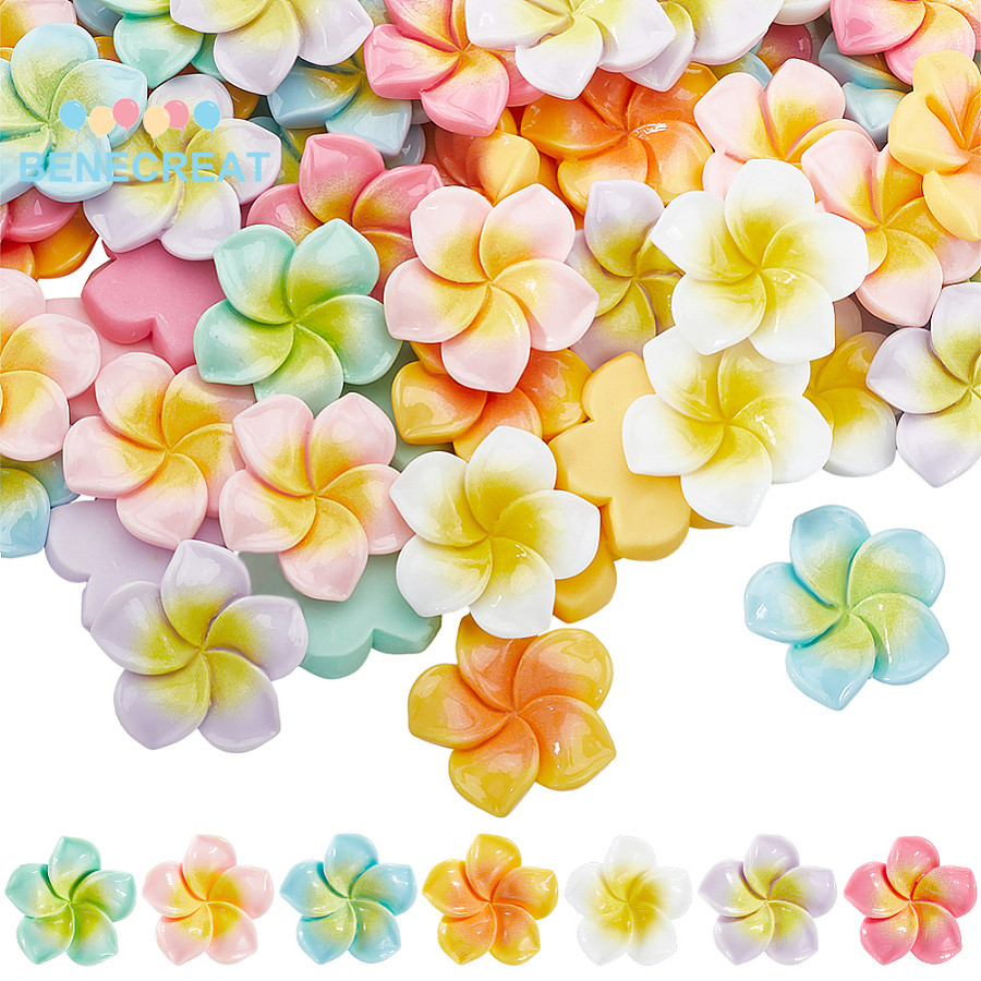 Decoden Cabochons Frangipani ดอกไม้ผสมสี 7 สี ขนาด 28x27.5x5.5 มม.