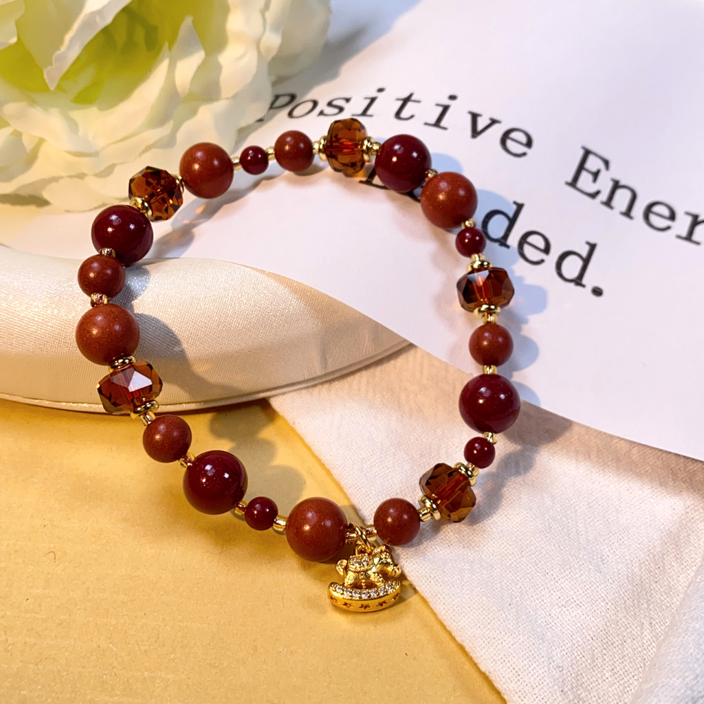 Lady Huarui Hexiangzhu Cinnabar Huazi Girls Hand Light Luxury Niche Design Style Walking Volume Styl