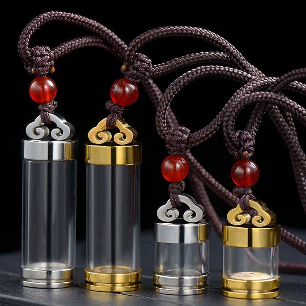 JONY1RN สร้อยคอ Vial น้ําหอม, ทองเงิน Memorial Jewellery Wishing ขวดจี้, โปร่งใสเปิดน้ํามันหอมระเหย 