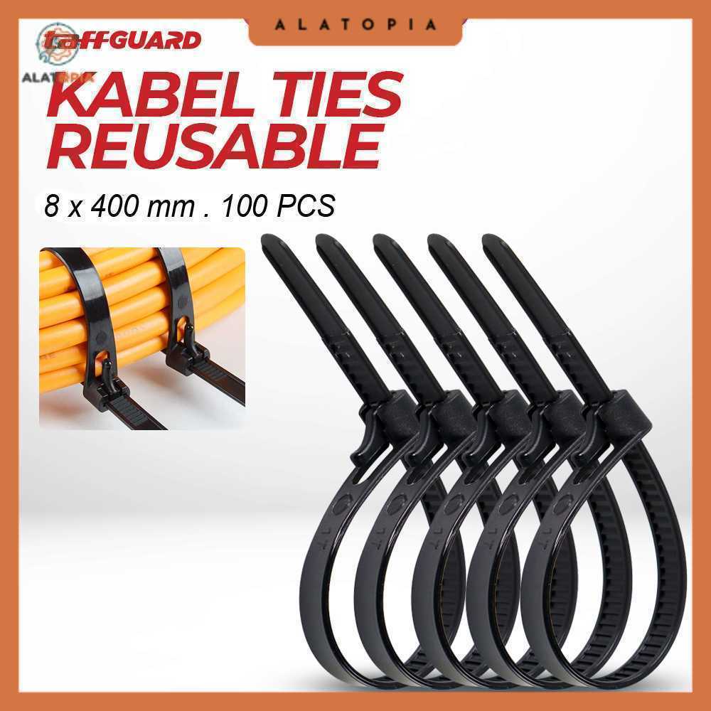 TaffiGUARD Cable Ties Zip Cable Organizer นํากลับมาใช้ใหม่ได้ 8x400 มม. 100 ชิ้น - NL816