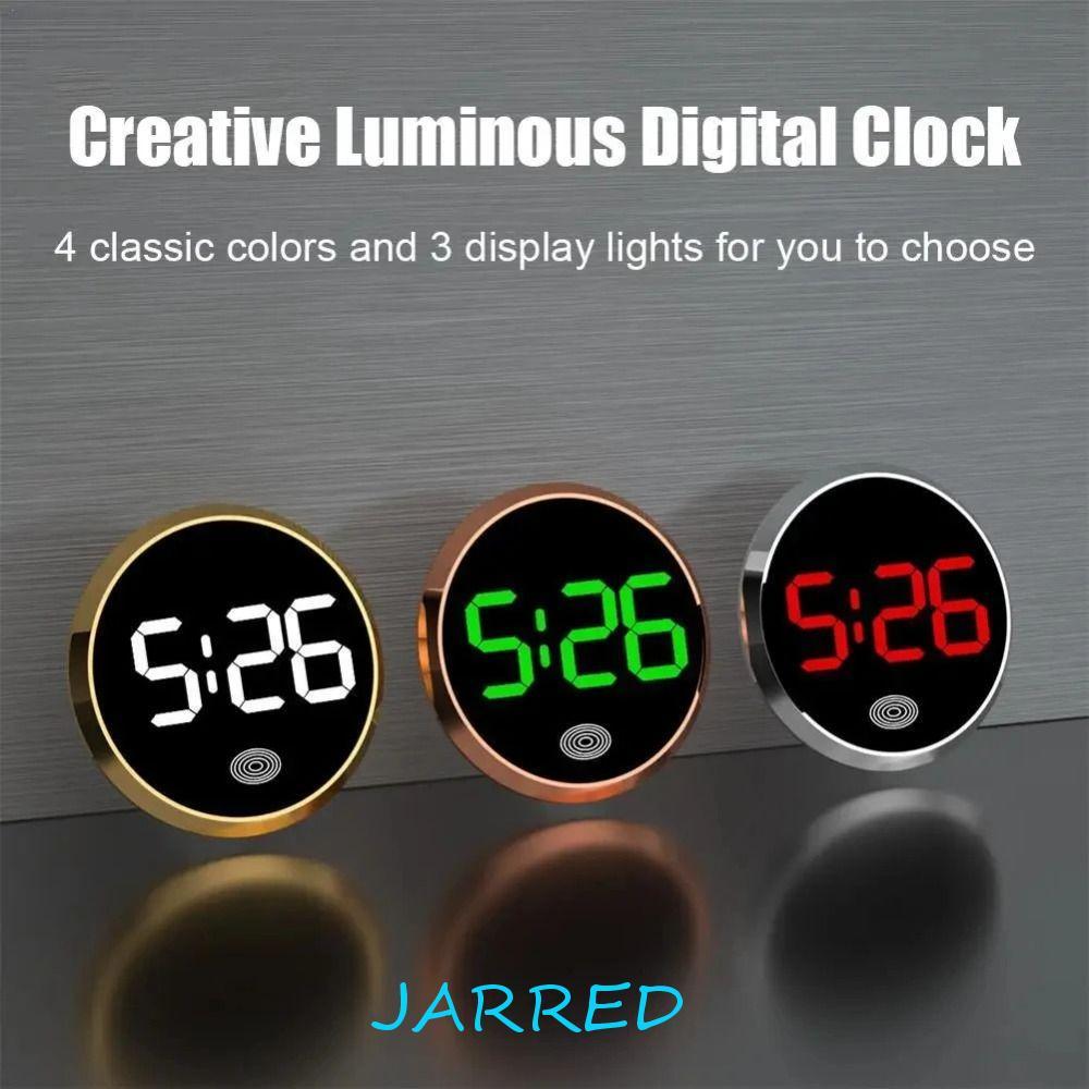 JARRED นาฬิกาแดชบอร์ดรถ, Touch-Activated Mini Digital Clock, Portable Simple LED Time Display ความแปลกใหม่ LED นาฬิกาอิเล็กทรอนิกส์ Home/Office