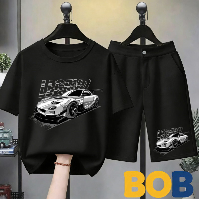 BOB [พร้อมส่ง]ชุดเด็กผู้ชาย ชุดสปอร์ต ลายรถแข่ง วินเทจสายมู ชุดบ้านเด็กชาย เสื้อผ้าเด็ก ผ้าใส่สบาย ไม้้อับ#061