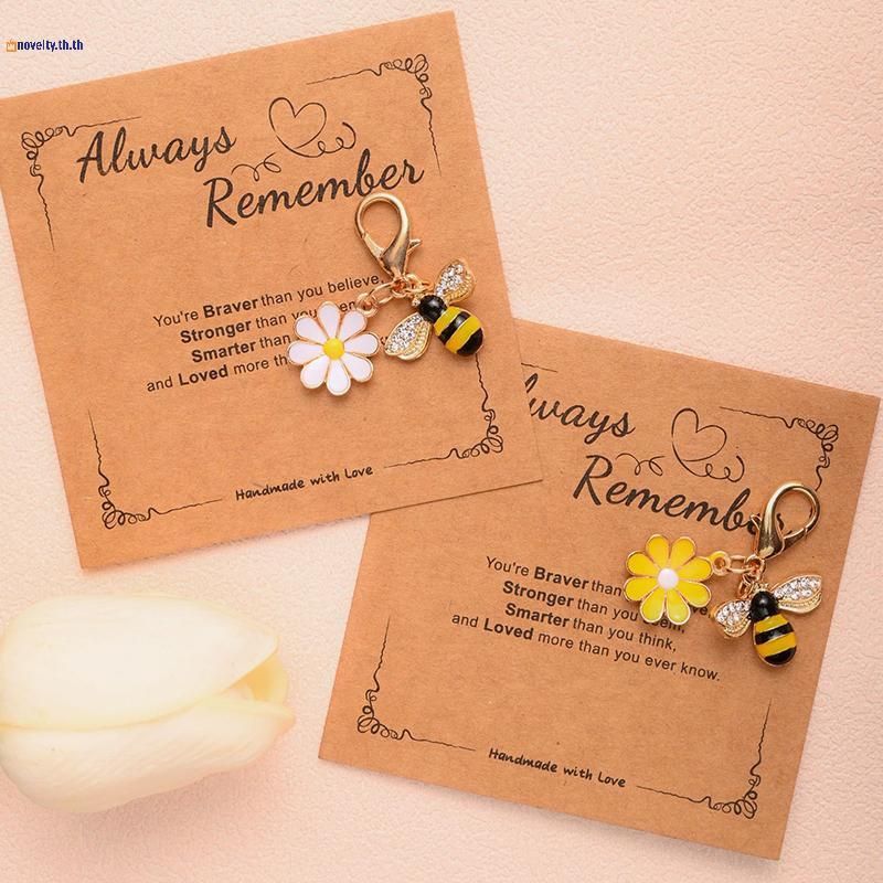 บัตรพร้อมพวงกุญแจ NLY Blessing Card Bee Daisy เครื่องประดับพวงกุญแจดอกไม้