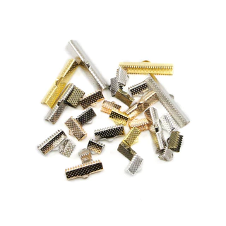 50ชิ้น ตัวปิดจบสายริบบิ้น 6-40mm สําหรับ DIY ทําสร้อยคอ สร้อยข้อมือสายหนัง เครื่องประดับ คุณภาพดี แข็งแรง