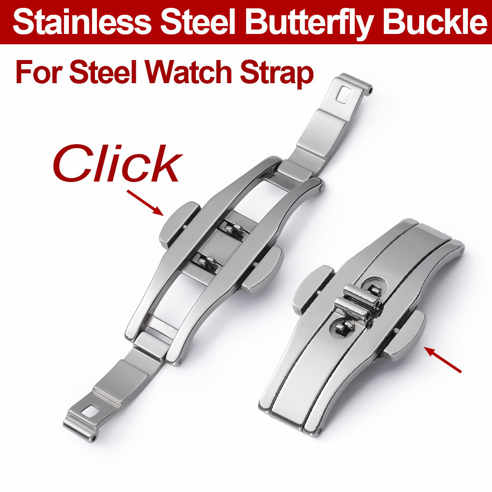 Double Click Butterfly Buckle Clasp สําหรับสแตนเลสสายนาฬิกาสร้อยข้อมือผู้ชายผู้หญิง ซ่อม Fix หัวเข็มขัดนาฬิกา อุปกรณ์เสริม