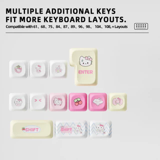 Thai Language PBT Keycap MOA 121 Key Hello Kitty Theme คีย์บอร์ด Cross Switch Keycap ห้าด้าน Dye Sublimation ขนาดเล็กครบชุด