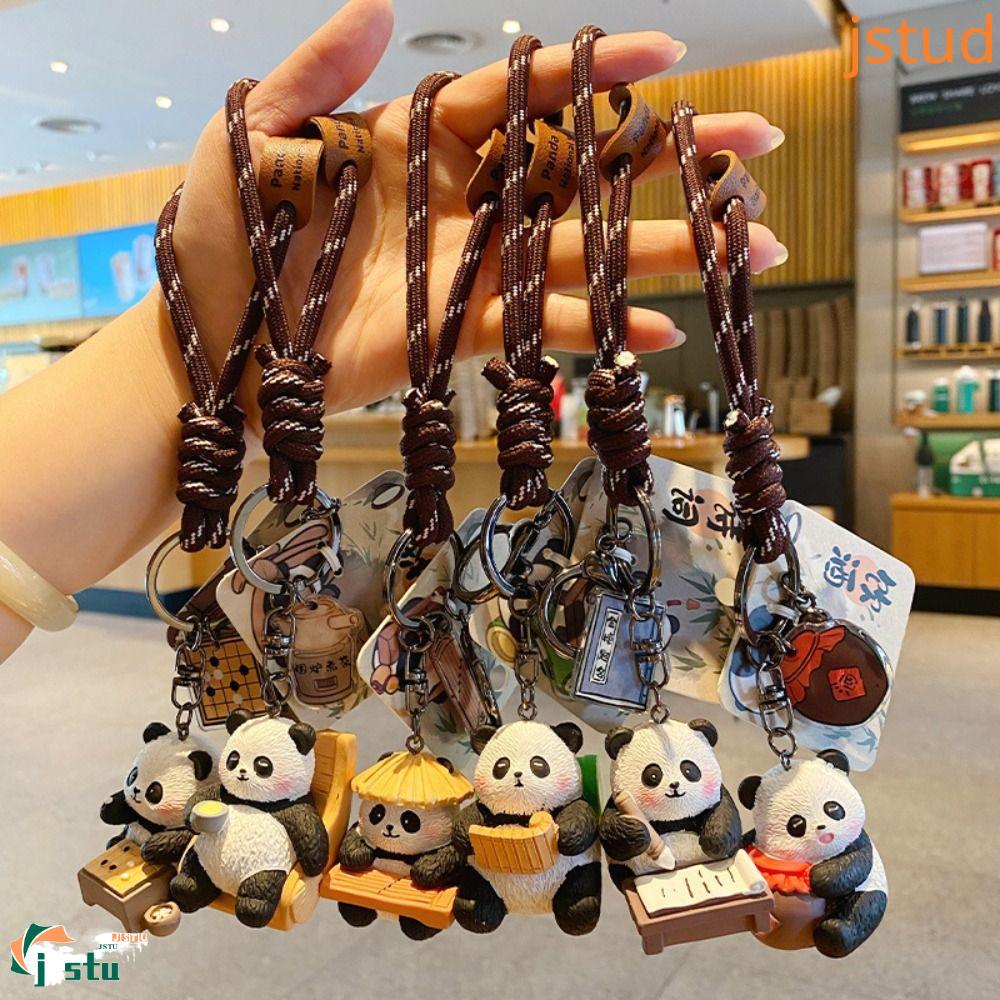 EDGAR Panda พวงกุญแจ, กระเป๋าการ์ตูนแขวนตุ๊กตาแพนด้าจี้, น่ารัก Kawaii เครื่องประดับสไตล์จีนพวงกุญแจรถ Key Decor