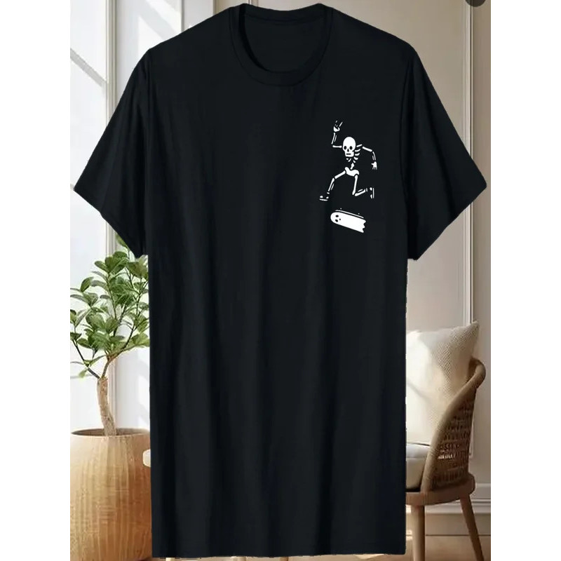 Skateboarding Skeleton Halloween Costume Funny Skull T-Shirt