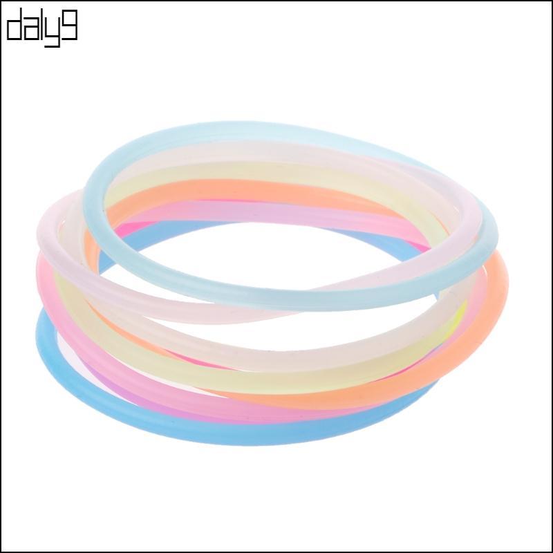 Dal แฟชั่น 10x ชุดสร้อยข้อมือส่องสว่าง Night Neon เรืองแสงผม Ties ซิลิโคน DIY สายรัดข้อมือยาง Gummy สําหรับ Unisex