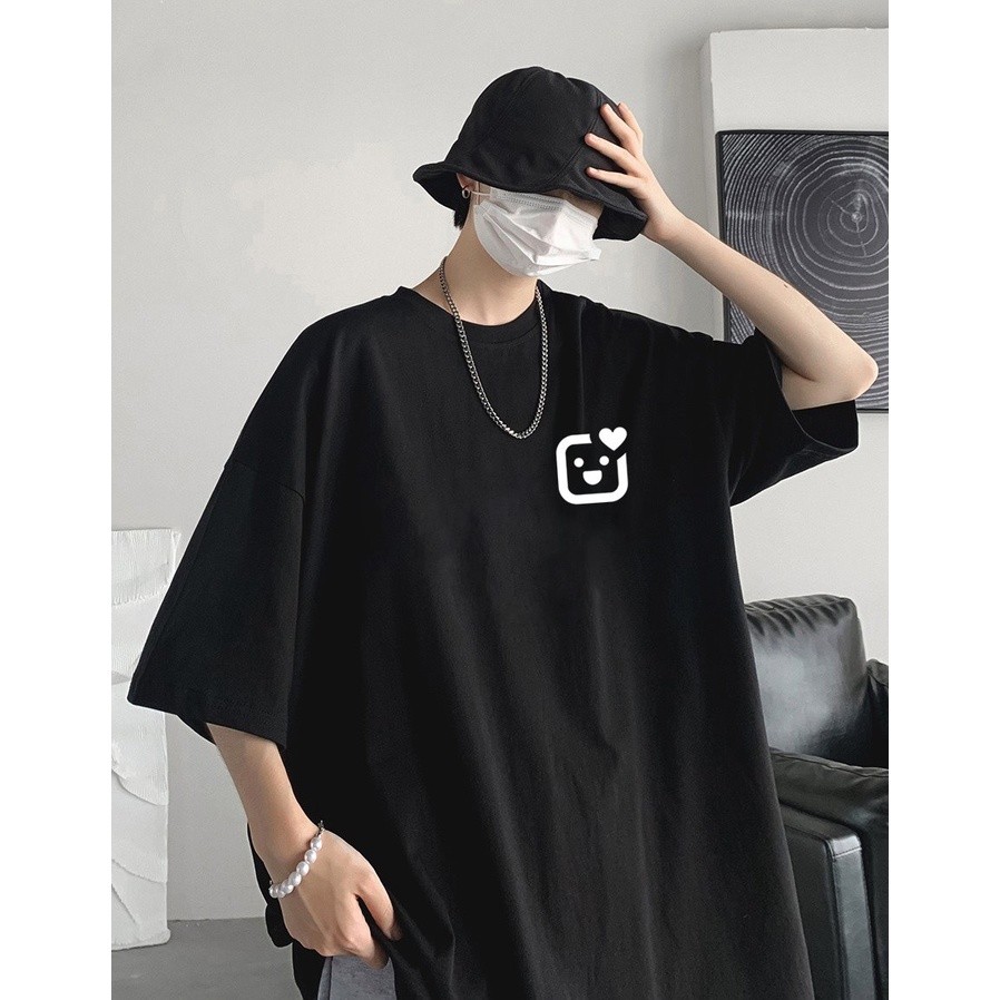 COD (จัดส่งภายใน 24 ชั่วโมง)MIEMIE เสื้อยืดรูปหัวใจทรงหลวมทรงหลวมสําหรับผู้ชายและผู้หญิงในผ้าหนาลื่น