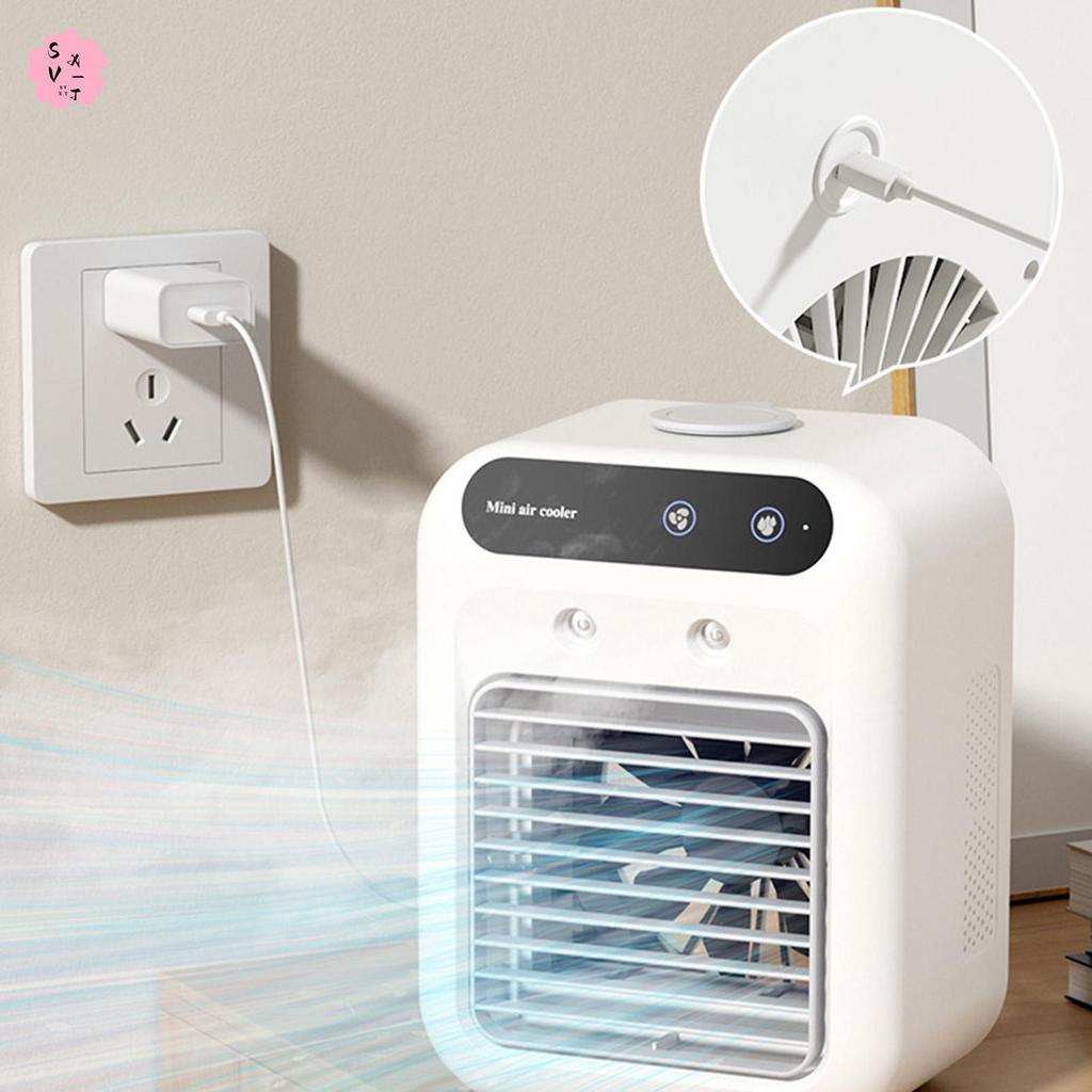 แบบพกพา Mini Conditioner พัดลมชาร์จ Evaporative Air Cooler Humidifier สําหรับบ้านห้องนอนห้องเรียน