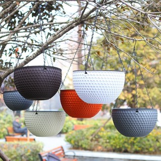 กระถางแขวนตะกร้า พร้อมสายโซ่ กระถางมินิมอล กระถางพลาสติกแขวน…