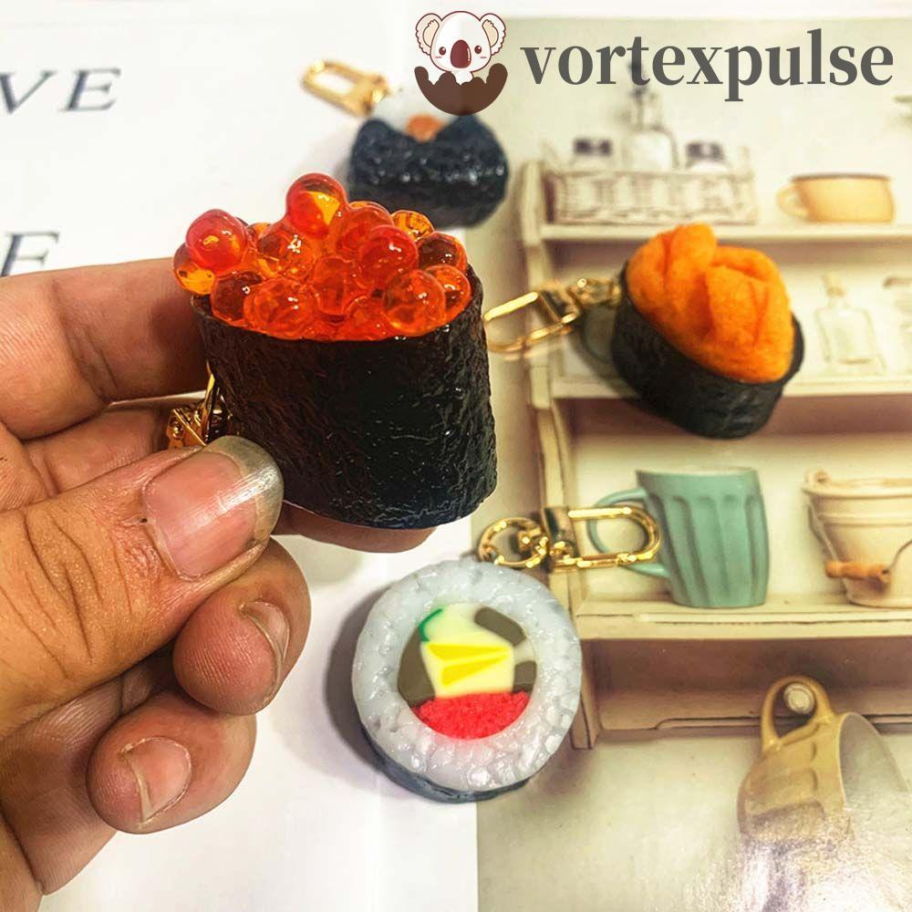 VORTEXPULSE จําลองพวงกุญแจซูชิของขวัญน่ารักกระเป๋าอาหารญี่ปุ่นรุ่นจี้ปลาแซลมอน Sea Urchin ซูชิกระเป๋
