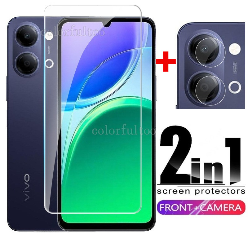 2 in 1 ป้องกันหน้าจอสําหรับ VIVO Y05 VIVOY05s Y05 S Y11d Y 05 s Y 11d 4G 5G 9H HD กระจกนิรภัยโทรศัพท
