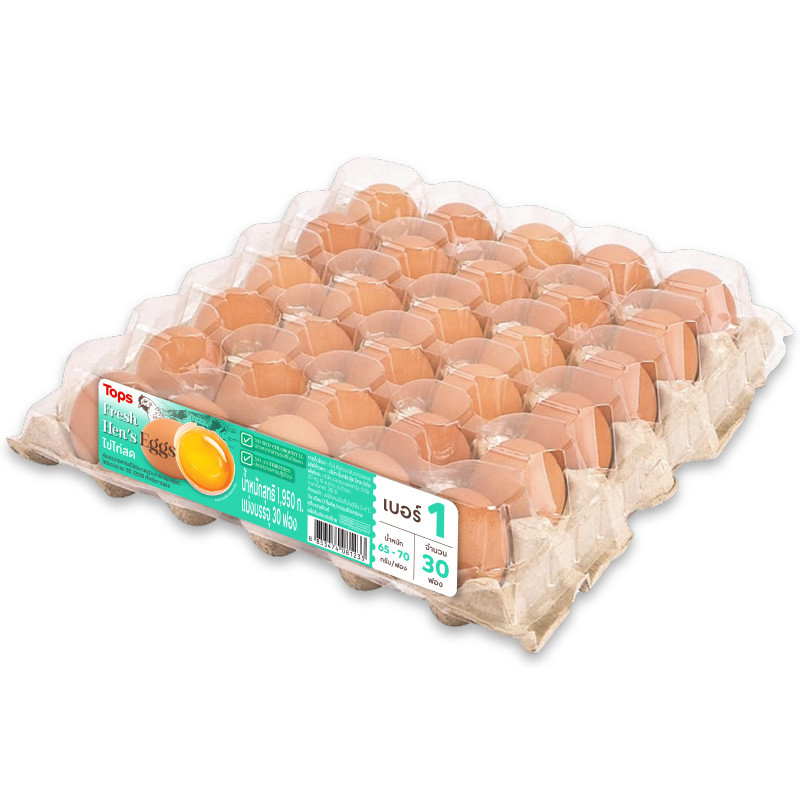 ท็อปส์ไข่ไก่สดปลอดสารเบอร์1 แพค 30ฟอง Tops Fresh Hen Eggs No.1 Pack 30pcs. [หมายเลขบาร์โค้ด 8853474081233 ]