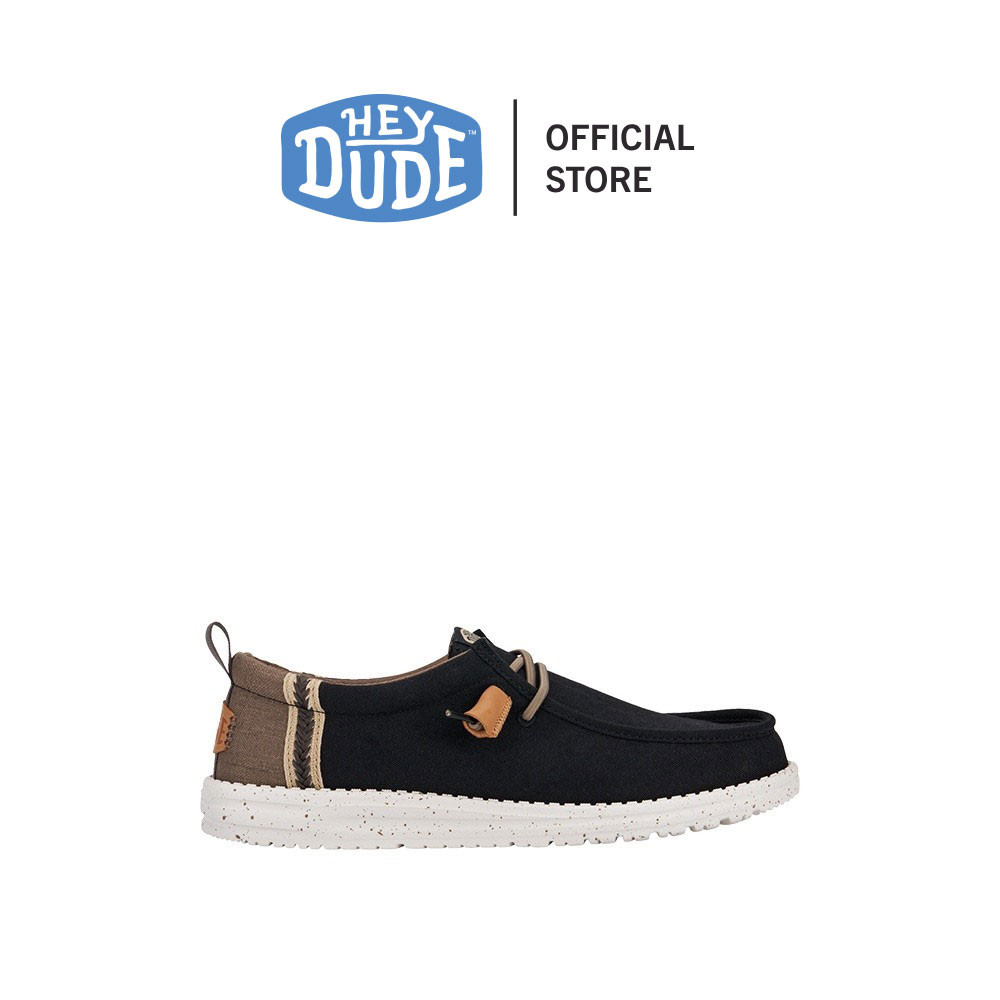 HEYDUDE รองเท้าลำลองผู้ชาย WALLY CRAFT LINEN รุ่น HD 43086-02M - BLACK/WALNUT
