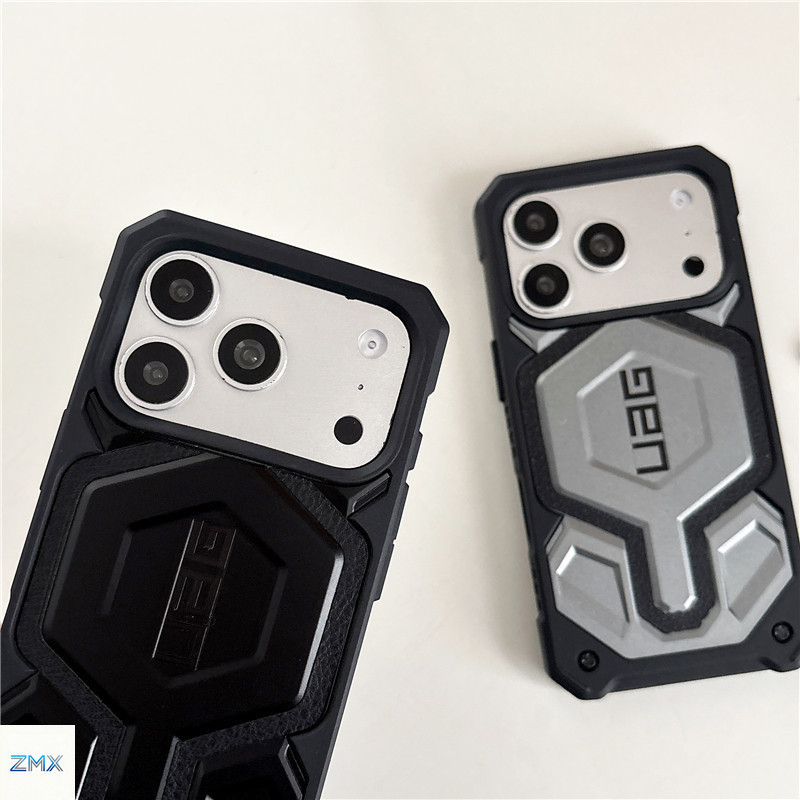 UAG เคสแม่เหล็กหนัง PU สีเงินสําหรับ iPhone 17 Pro Max 17Pro ฝาครอบกันกระแทกสําหรับงานหนักที่ทนทานระ