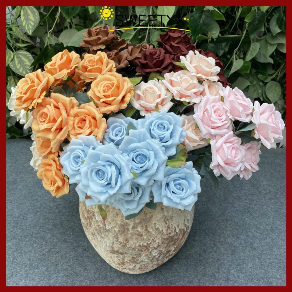 จัดส่งจากประเทศไทยSWEETYX Camellia Rose Gifts Party 9 Heads ดอกไม้ประดิษฐ์