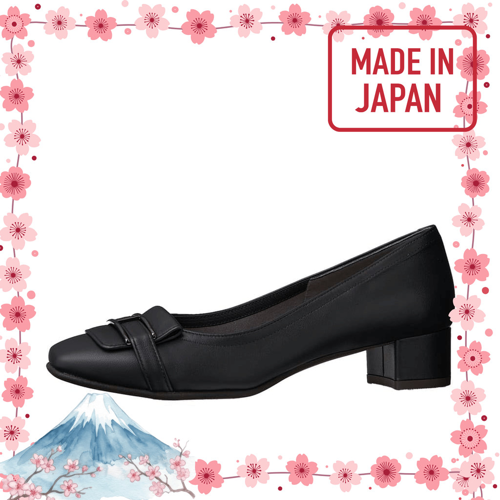 【ผลิตในประเทศญี่ปุ่น】[ไดอาน่า] รองเท้าผ้าใบพื้นเรียบ ผลิตในญี่ปุ่น ทรงสี่เหลี่ยม MR43242 ส้นสูง 3 ซม