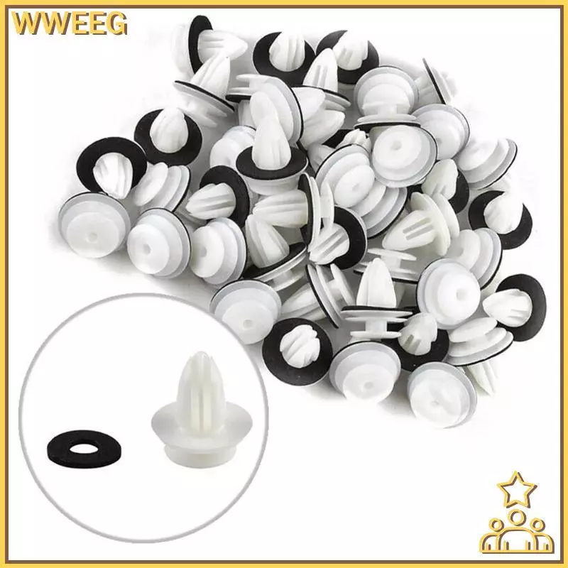 WWEEG 50/100 ชิ้นแผงประตูรถคลิป W/ซีลแหวน Auto Vehicle Retainer Fastener คลิปกันชนรถ Push Pin Rivet แผงประตูคลิปใหม่