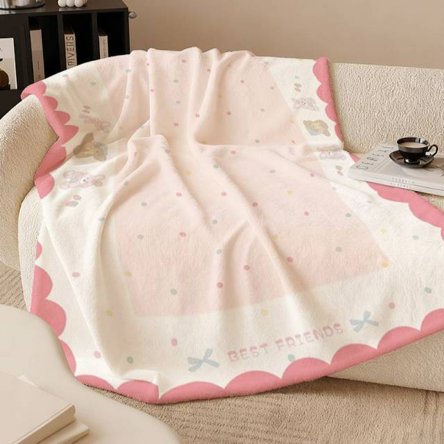 Cartoon Cute Flannel Thin Blanket Office Nap Air Conditioning Blanket Shawl Air Conditioning Small Q
