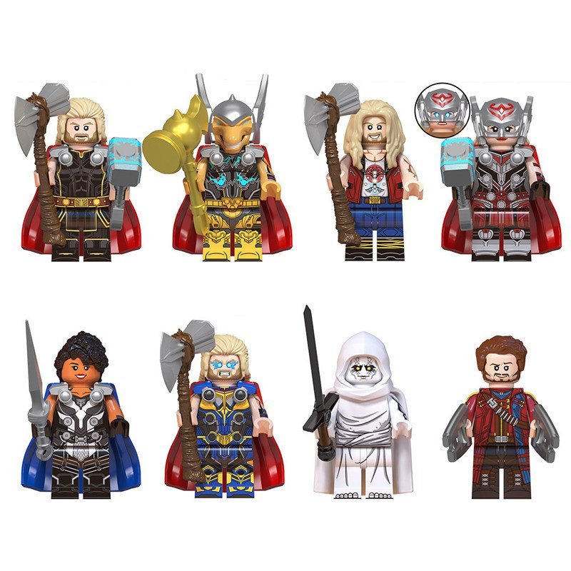 บล็อกตัวต่อขายดี Thunder God 4 Love และ Thunder Figures สี่หญิง Solma Face Thunder God Hammer Axes