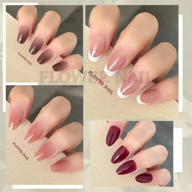 【Buy 2 off 5%】Solid color cat eye model false nails short cute