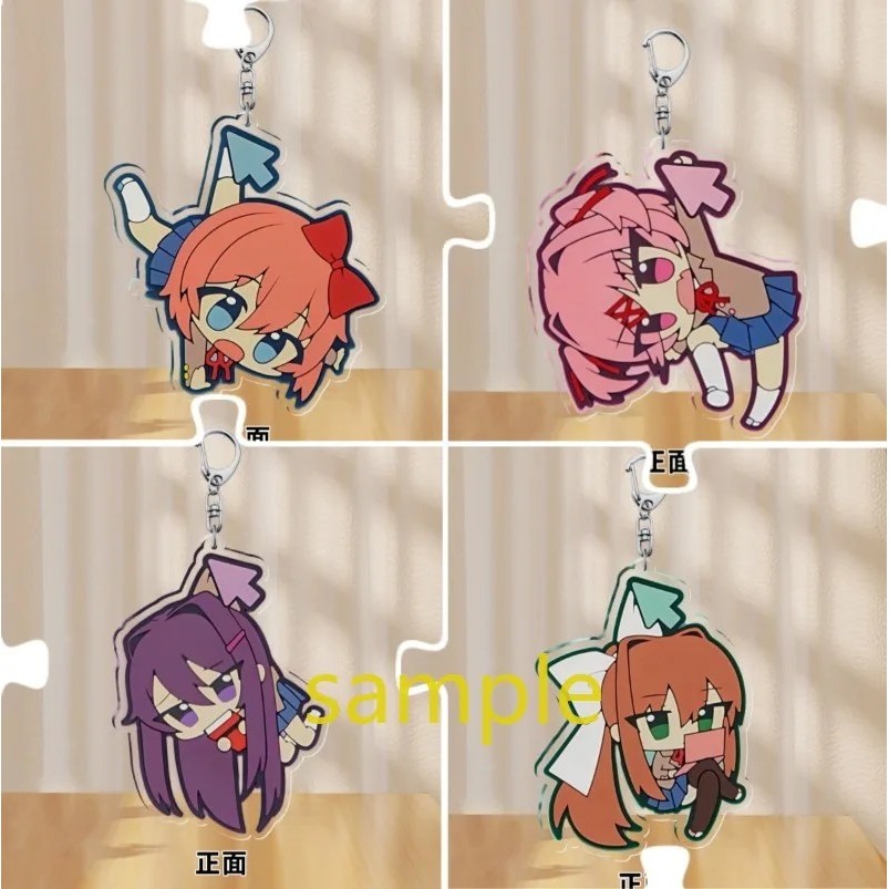 พวงกุญแจอนิเมะ Doki Doki Literature Club DDLC Monika Sayori Yuri Natsuki Mica อะคริลิครุ่นแขวนกระเป๋